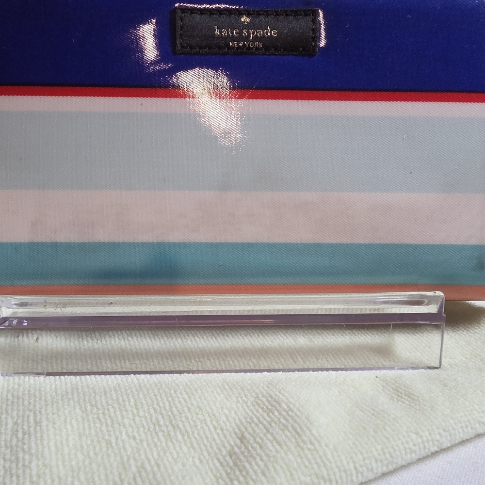 kate spade Blue Multi-Color Striped Zip Wallet - Picture 7 of 8